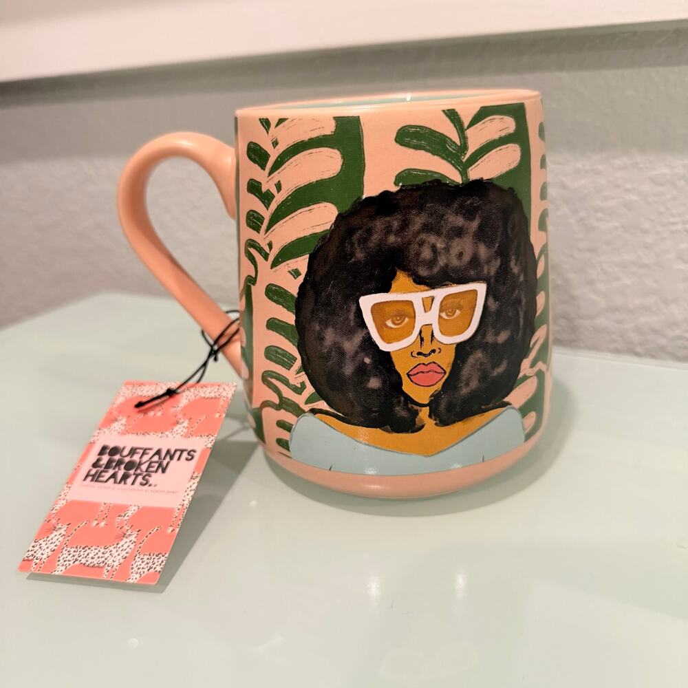 Kendra Dandy  - Anthropologie - Bouffants Broken Hearts Tropical Mug NWT
